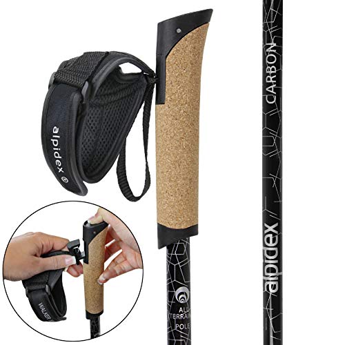 ALPIDEX Bastón de Carbono para Nordic-Walking súper Ligero, Longitud:100 cm