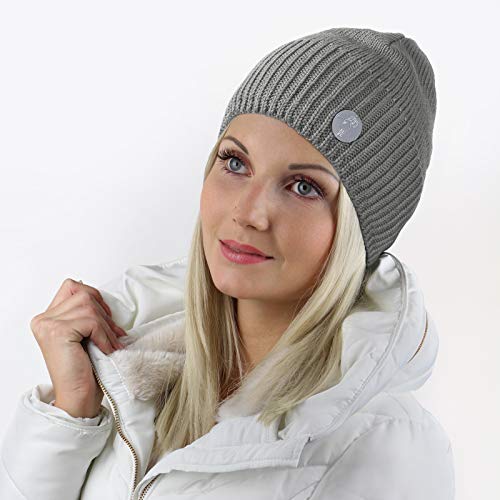 ALPIDEX Gorro Punto Invierno Mujer Hombre Caliente Banda Interior Suave Gorro Tejido, Color:Gris