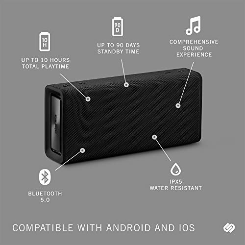 Altavoz Inalámbrico Urbanista Brisbane, Bluetooth 5.0, 10 Horas de Reproducción, a Prueba de Salpicaduras, 16w de Potencia del Driver, Portátil - Negro