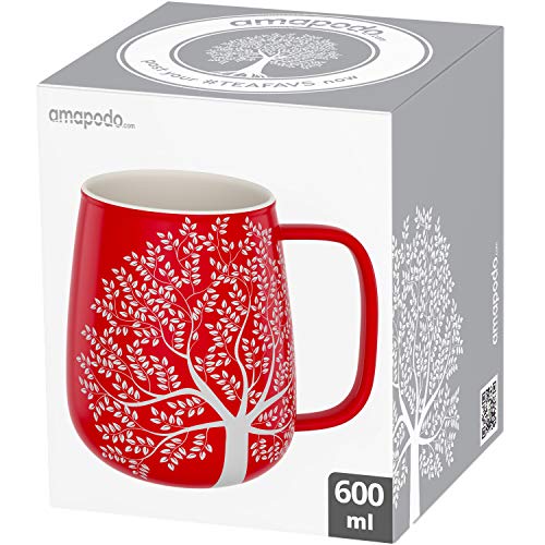 amapodo Taza de café grande – Taza de porcelana con asa 600 ml – XXL oficina taza café – Jumbo taza de café rojo – Idea de regalo para mujeres hombres