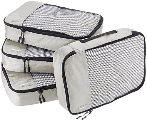 Amazon Basics - Bolsas de equipaje medianas (4 unidades), Gris