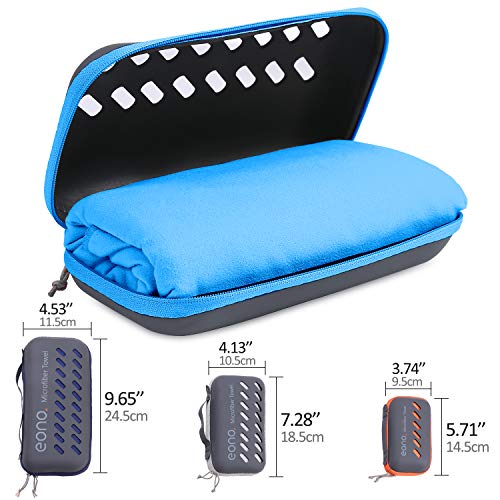 Amazon Brand - Eono Toalla de Microfibra para Llevar al Gimnasio, a la Playa, de Camping, de Viaje, de Natacion, o de Vacaciones. Secado rápido, Superabsorbente, Ultracompacta - Azul, 60x30cm