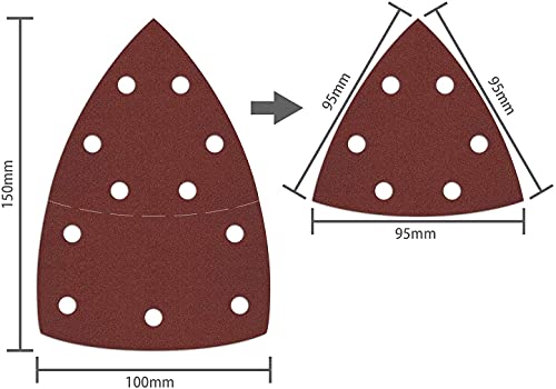 Amazon Brand - Umi Juego de Hojas de Lija de 100 Piezas para Lijadora Múltiple,Hojas Multilijadoras Grano 40 80 120 180