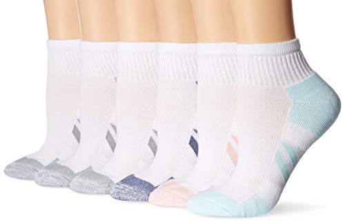 Amazon Essentials 6-Pack Peformance Cotton Cushioned Athletic Ankle Socks, Blanco, Shoe Size: 6-9