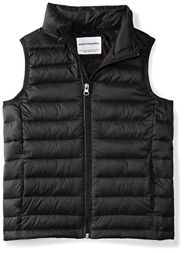 Amazon Essentials Boys' Lightweight Water-Resistant Packable Puffer Vest camiseta sin mangas, Negro (Black Caviar), Large