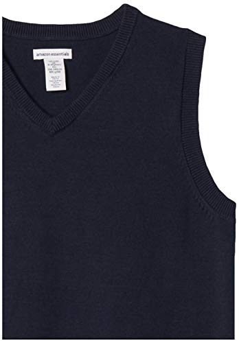 Amazon Essentials Boys Uniform V-Neck Sweater Vest Vests, Azul Marino, Large