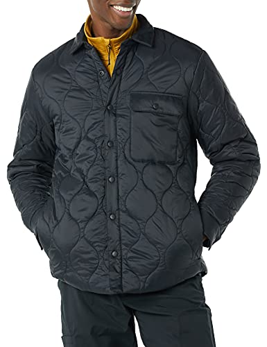 Amazon Essentials Chaqueta Estilo Camisa Acolchada con Forro de Sherpa Resistente al Agua, Negro, XXL