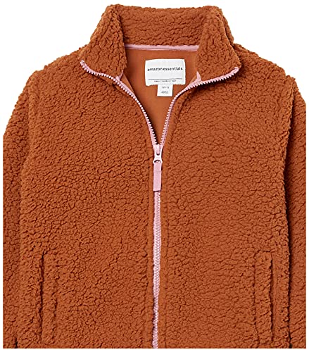 Amazon Essentials Sherpa Fleece Full-Zip Jacket Chaqueta de Forro Polar, Marrón Claro, 4-5 años