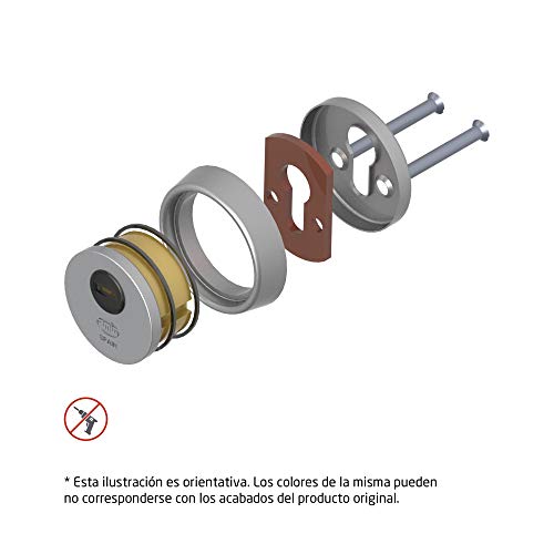 Amig 6361 - Escudo de Seguridad para Puertas | Protector cerraduras 31-65 Acero Inoxidable 18/8 | Acabado mate, Reforzado para Alta seguridad, Antitaladro