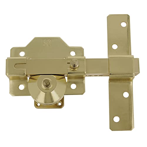 Amig - Cerrojo de Alta Seguridad para Puertas de Acabado Pulido Dorado, Bombillo Redondo de 50mm de Largo, Medida de Placa: Ancho 88mm, Alto 80mm, 9 x 15.5 x 8 cm