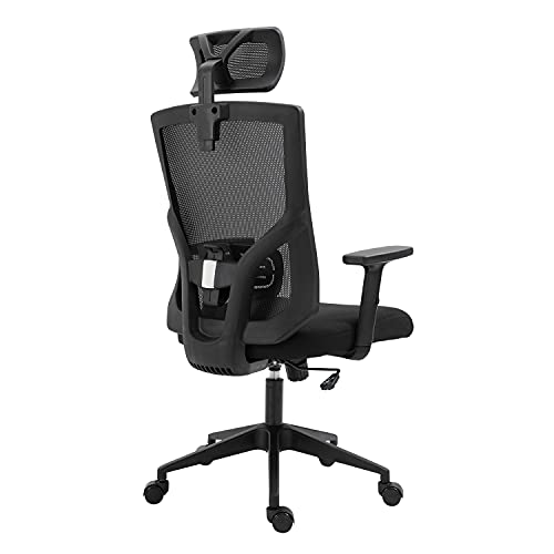 AMINITURE Silla de Oficina Ergonómica, Silla de Escritorio con Respaldo Alto, sillas de Malla con reposacabezas/apoyabrazos Ajustables y Soporte Lumbar