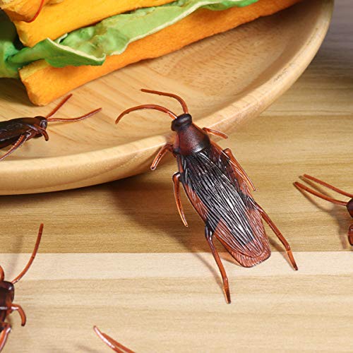 Amosfun 100 unids Broma Falsa cucaracha Novedad cucarachas Insectos se Ven Insectos de Miedo realistas cucarachas realistas para Halloween Party Supplies