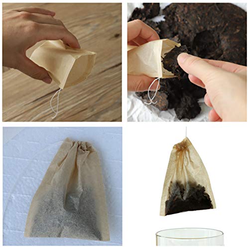 anaoo 200pcs Bolsas de Té Desechables Bolsitas Té de Papel Filtros para Té de Hojas Bolsas para infusione con Cierre de cordón, Material Total Seguro y Resistente, 9 * 7 cm Color Madera