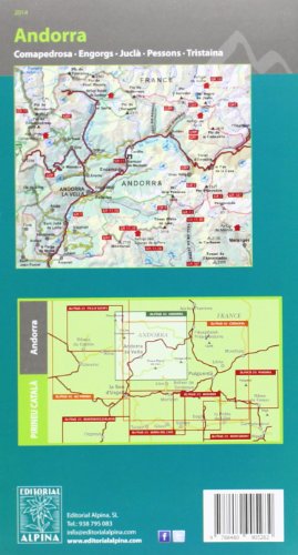 Andorra mapa excursionista. Escala 1:40.000. Comapedrosa - Engorgs - Jucla - Pessons - Tristaina. Castellano, catalán, francés. Alpina editorial. (Mapa Y Guia Excursionista)