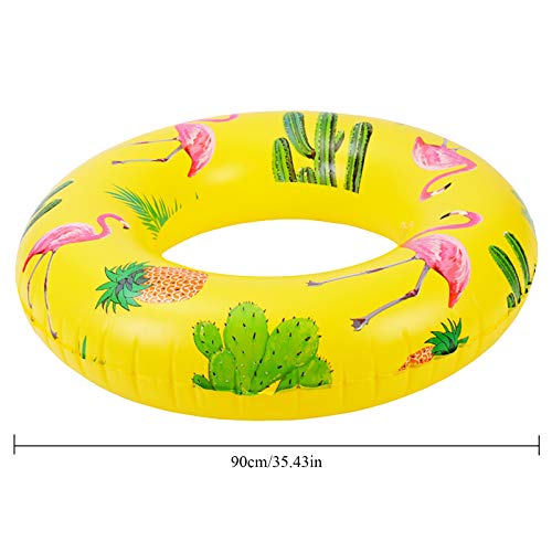 Anillo De Natación Flamingo Hinchable Anillo De Natación Divertido Anillo De Natación Inflable para Niños Adultos, Juguetes De Playa De Fiesta Al Aire Libre De Verano(Amarillo), 90cm