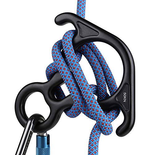 AOKWIT Figura de Rescate de 50 KN, 8 Descender Big Bent-Ear Belaying y Rappelling Gear Belay Dispositivo Escalada para Escalada en Roca, Pico Rescate 7075 aleación de Aluminio