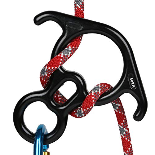 AOKWIT Figura de Rescate de 50 KN, 8 Descender Big Bent-Ear Belaying y Rappelling Gear Belay Dispositivo Escalada para Escalada en Roca, Pico Rescate 7075 aleación de Aluminio