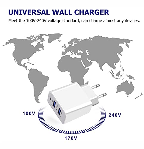 APOKIN® Cargador Doble USB Ultra Rapido USB 2.4A USB 3.0 Adaptador de Carga Cargador Compatible Samsung iPhone iPad Huawei Xiaomi OPPO Realme LG TCL Vivo iPad (Sin Cable)