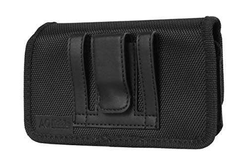 AQ Mobile Funda Cinturón Horizontal para Móviles y Smartphones, Talla XL (para 6,5" Smartphone) Textil, Pinza de cinturón, Cierre magnético