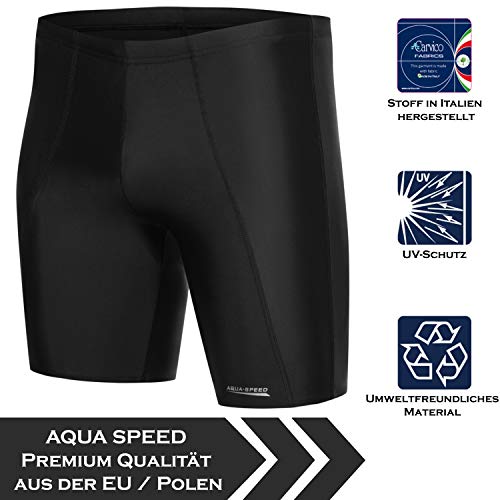 Aqua Speed Bañador Largo para Hombre | bañador Jammer hasta la Rodilla | Resistente al Cloro | protección UV | Negro | XXL