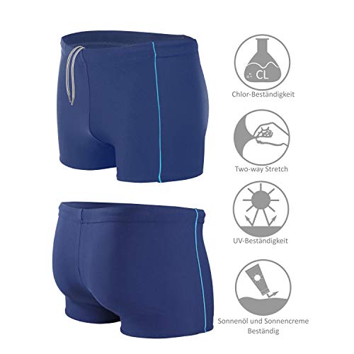 Aquarti Bañador para Hombre Tipo Boxer, Azul Oscuro/Azul, M