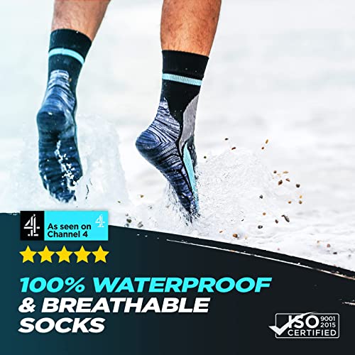 ArcticDry Xtreme 100% agua Densidad Calcetines para Hombres, Mujeres y Niños - Nailon, Spandex & Coolmax resistentes al agua - Ideal para Ciclismo, Senderismo, remar, Pesca y más., Black & Grey