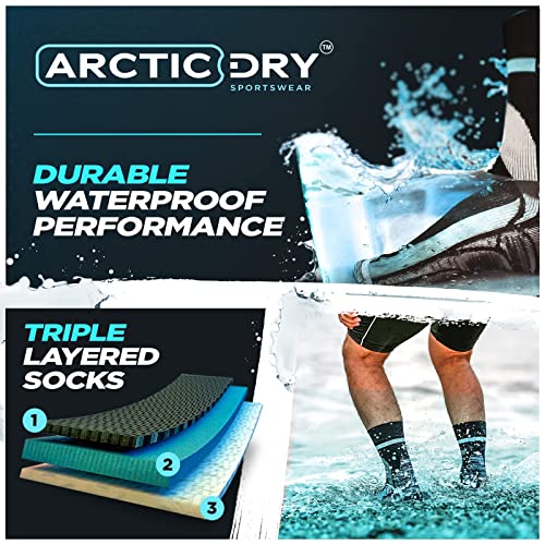 ArcticDry Xtreme 100% agua Densidad Calcetines para Hombres, Mujeres y Niños - Nailon, Spandex & Coolmax resistentes al agua - Ideal para Ciclismo, Senderismo, remar, Pesca y más., Black & Grey