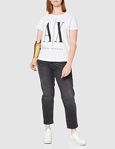 Armani Exchange Icon Project T Camiseta, Blanco (White W/Black Print 5100), Small para Mujer