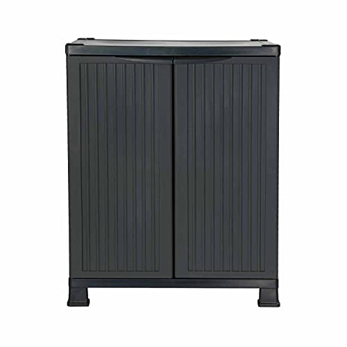 Armario de Resina Bajo para Exterior o Interior Gris con 1 Balda | GH91 | Armario 2 Puertas | Dimensiones Armario de Resina 92x68x39 cm - Alto x Ancho x Fondo | Garantía 2 Años