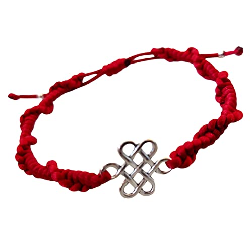 Artesalis Pulsera nudo sin fin o infinito plateado rojo mujer elegante regalo símbolo