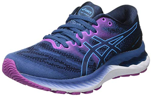 Asics Gel-Nimbus 23, Road Running Shoe Mujer, Grand Shark/Digital Aqua, 42.5 EU