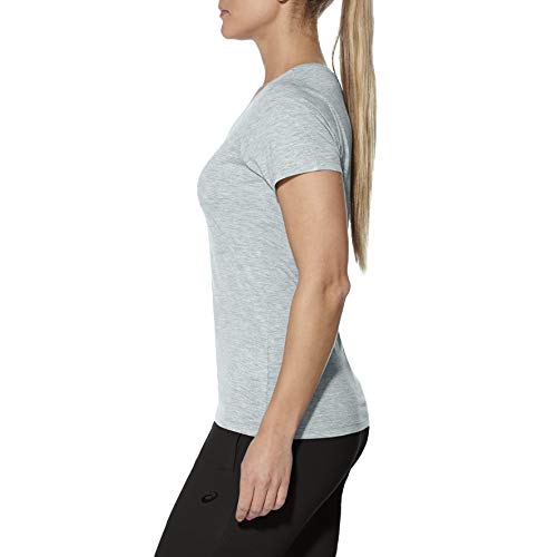 ASICS Logo Top Camiseta, Mujer, Gris, Small