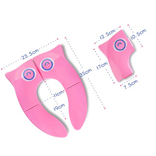 Asiento de Inodoro Plegable para Niños, Opret Tapa WC Orinal Bebe Reductor Compacto y Portátil Protector Inodoro para Viajes, Rosado