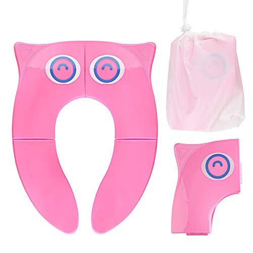 Asiento de Inodoro Plegable para Niños, Opret Tapa WC Orinal Bebe Reductor Compacto y Portátil Protector Inodoro para Viajes, Rosado