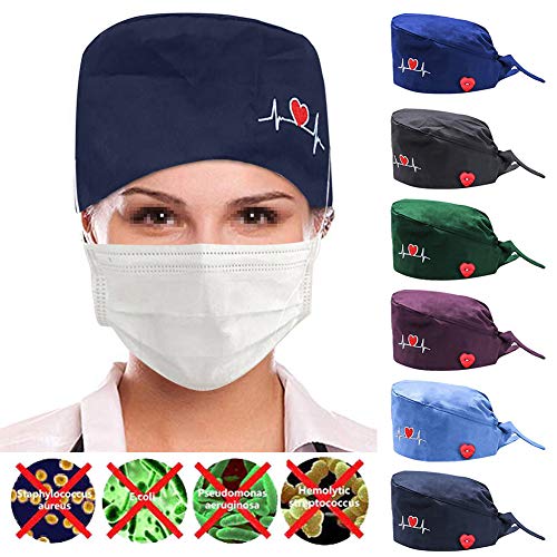 Asudaro Gorro de OP, pañuelo de cabeza, bandana, ajustable, de algodón, gorro de cocina para mujeres, hombres, médicos, cocineros, cocineros, esteticistas, con botones, Negro , Talla única