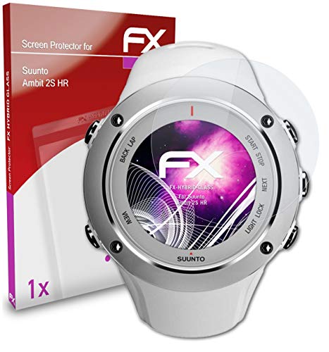 atFoliX Lámina Protectora de plástico Cristal Compatible con Suunto Ambit 2S HR Película Vidrio, 9H Hybrid-Glass FX Protector Pantalla Vidrio Templado de plástico