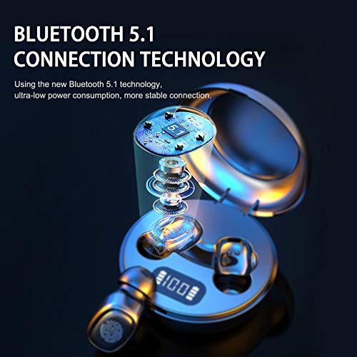 Auriculares inalámbricos,Auriculares Bluetooth 5.1, Bluetooth Deporte con Micrófono Reducción de Ruido CVC 8.0 Cascos, Auriculares Inalambricos Bluetooth para Android/iOS