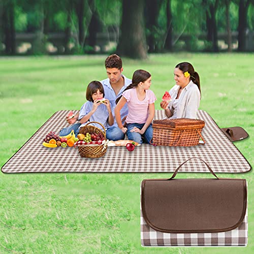 Ausbond Manta de Picnic Impermeable 200 x 200 CM Lavable Ligera Mantel Picnic Grande Plegable Manta de Playa con Asa y Bolsa de Transporte para Exterior Camping Playa Parque Viajes