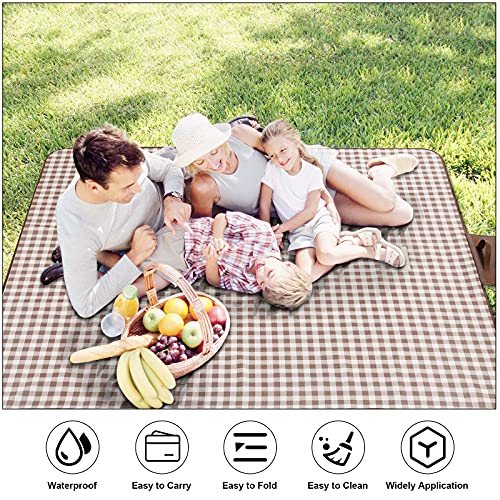 Ausbond Manta de Picnic Impermeable 200 x 200 CM Lavable Ligera Mantel Picnic Grande Plegable Manta de Playa con Asa y Bolsa de Transporte para Exterior Camping Playa Parque Viajes