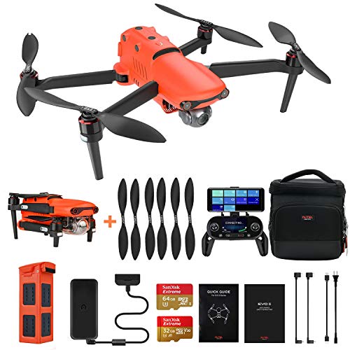 Autel Robotics EVO 2 Drone 8K Cámara Plegable Quadcopter con Extra (Tarjeta SD de 64 GB + Bolso de Hombro EVO II + 2 Pares de Hélices EVO II, Valor de €150), Sin Geo-Cercas (2022 Más Nuevo)