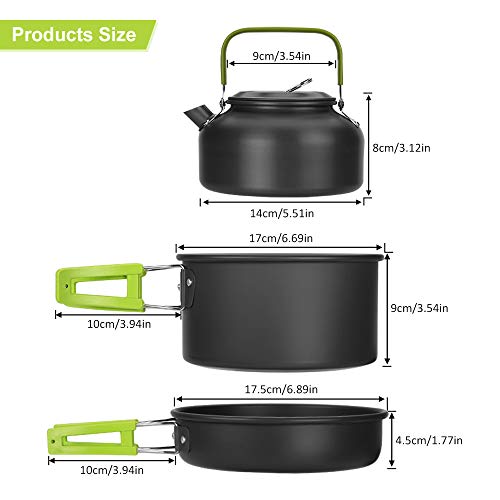 Awroutdoor Camping Kochgeschirr Kit Outdoor Aluminium Leichte Camping Pot Pan Kochen Set für Camping Wandern