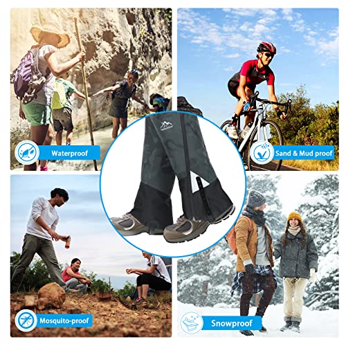 Awroutdoor Polainas Nieve, Polainas Impermeable Caza, Polainas Trekking Raquetas Nieve Adulto de Cremallera Resistente, Polainas Nieve para Escalada, Camping,Viajes