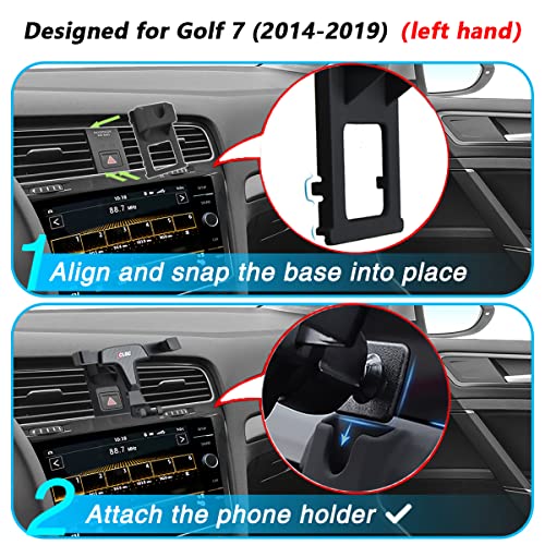 AYADA Soporte Móvil Compatible con VW Golf 7, Phone Holder Gravedad Bloqueo Automático Aleación de Aluminio Estable Manos Libres 2014 2015 2016 2017 2018 2019 Accesorios (Gravity)