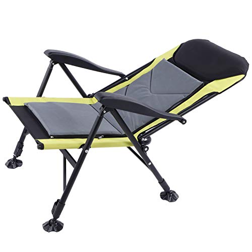 AYNEFY Silla de Carpa Modelo Silla de Pesca Silla Plegable cómoda Silla Plegable de Altura Extra para Acampar Silla de Camping Ajustable Pesca de Carpa Silla Plegable con cojín para Pescadores