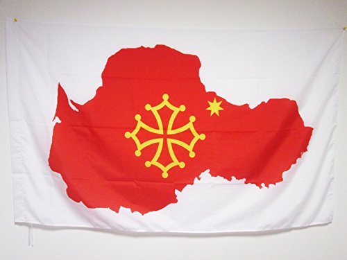 AZ FLAG Bandera de la Mapa DE OCCITANIA 150x90cm para Palo - Bandera DE OCCITANIE 90 x 150 cm