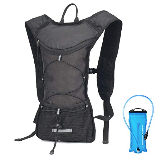 Azarxis Mochila de Hidratación Ligera Chaleco de Trail Running para Ciclismo Escalada Camping Correr Senderismo (Negro - con Vejiga de Agua de 2L TPU)