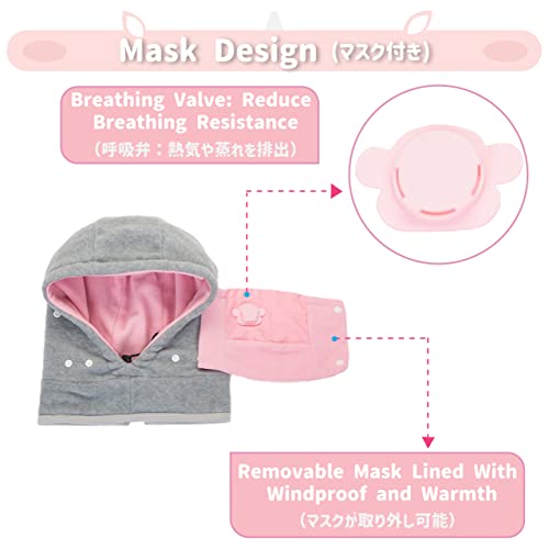 Azarxis Niño Pasamontaño Animal Forro Polar Invierno Gorro con Calentador de Cuello Balaclava para Niña Esquí Snowboard al Aire Libre (Rosa - Unicornio)