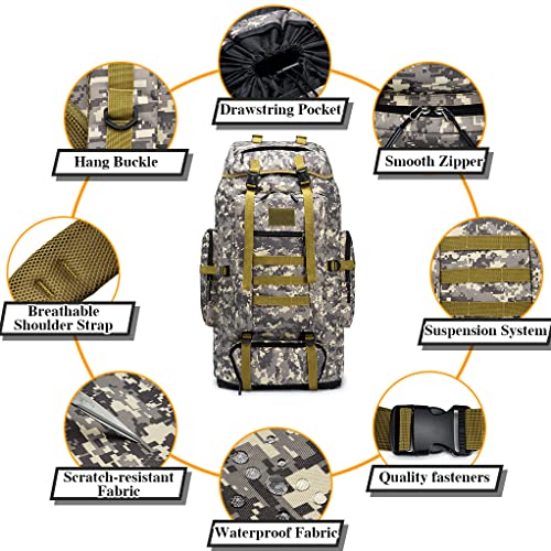 BAGZY Mochila Senderismo Mochila Táctica Militar 70-100L Gran Capacidad 600D Oxford Impermeable Mochila para Acampar Excursionismo Caza Montañismo Trekking Camping Deportes