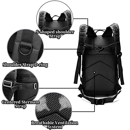 BAGZY Mochila Táctica Militar 40L Hombre Paquete de Asalto Molle de Mochilas Gran Capacidad Impermeable Multifuncional,para Excursionismo,Montañismo,Camping,Trekking,Senderismo Caza (Negro)