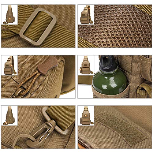 BAIGIO Mochila Cruzada para Hombro Bandolera Mochila de Pecho Estilo Militar Sling Mochila Frontal con USB Recargable Bolso Messenger para Usar al Aire Libre Camping Ciclismo (Camo)